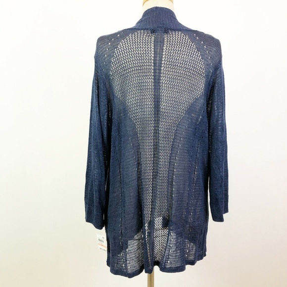 Alfani 1X Blue Loose Knit Linen Cardigan 2Q58 - Picture 5 of 6